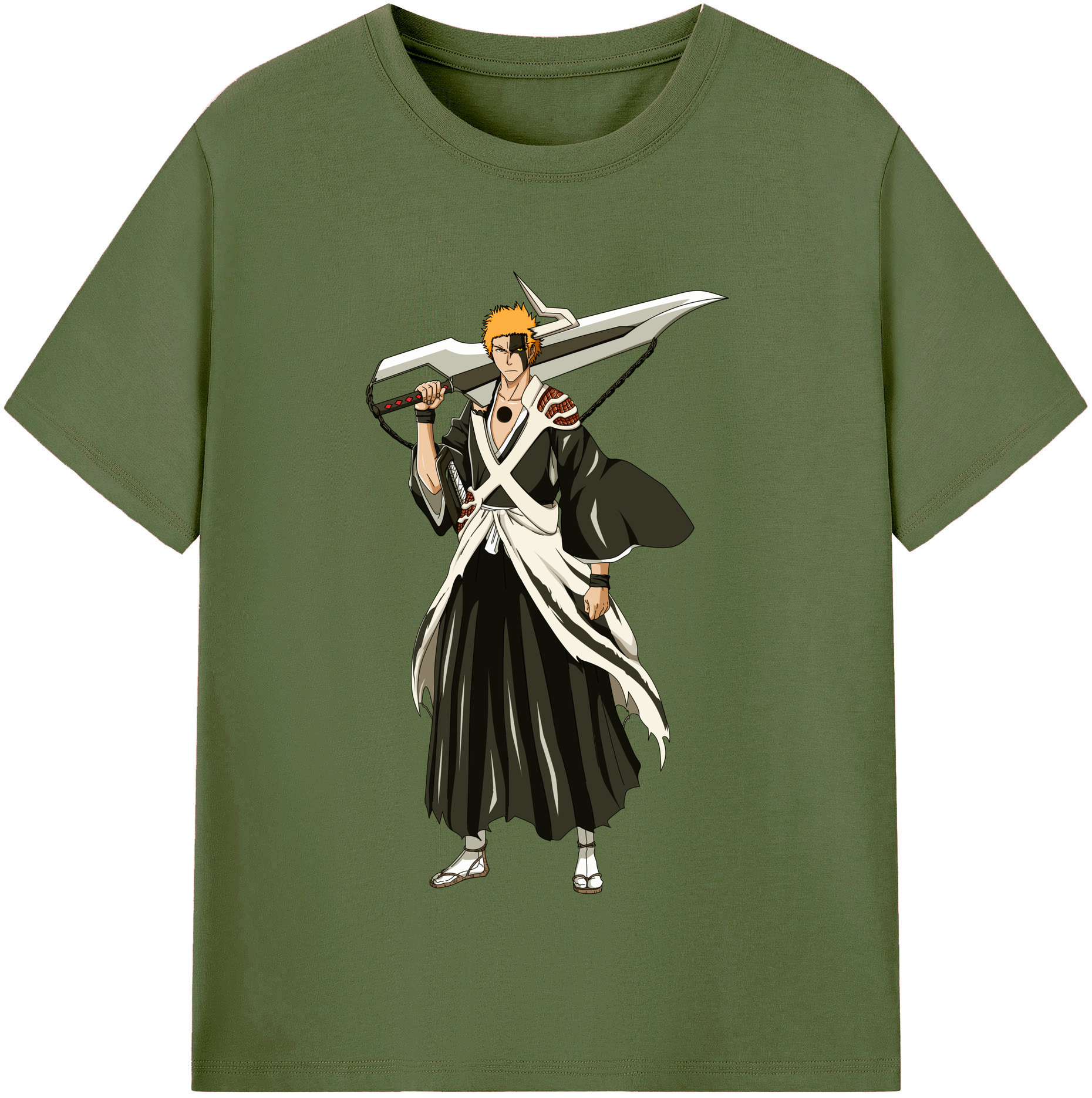 （画像用） ブリーチ 黒崎一護（くろさき いちご）BLEACH Kurosaki Ichigo 綿100％半袖Tシャツ（フロントプリント）